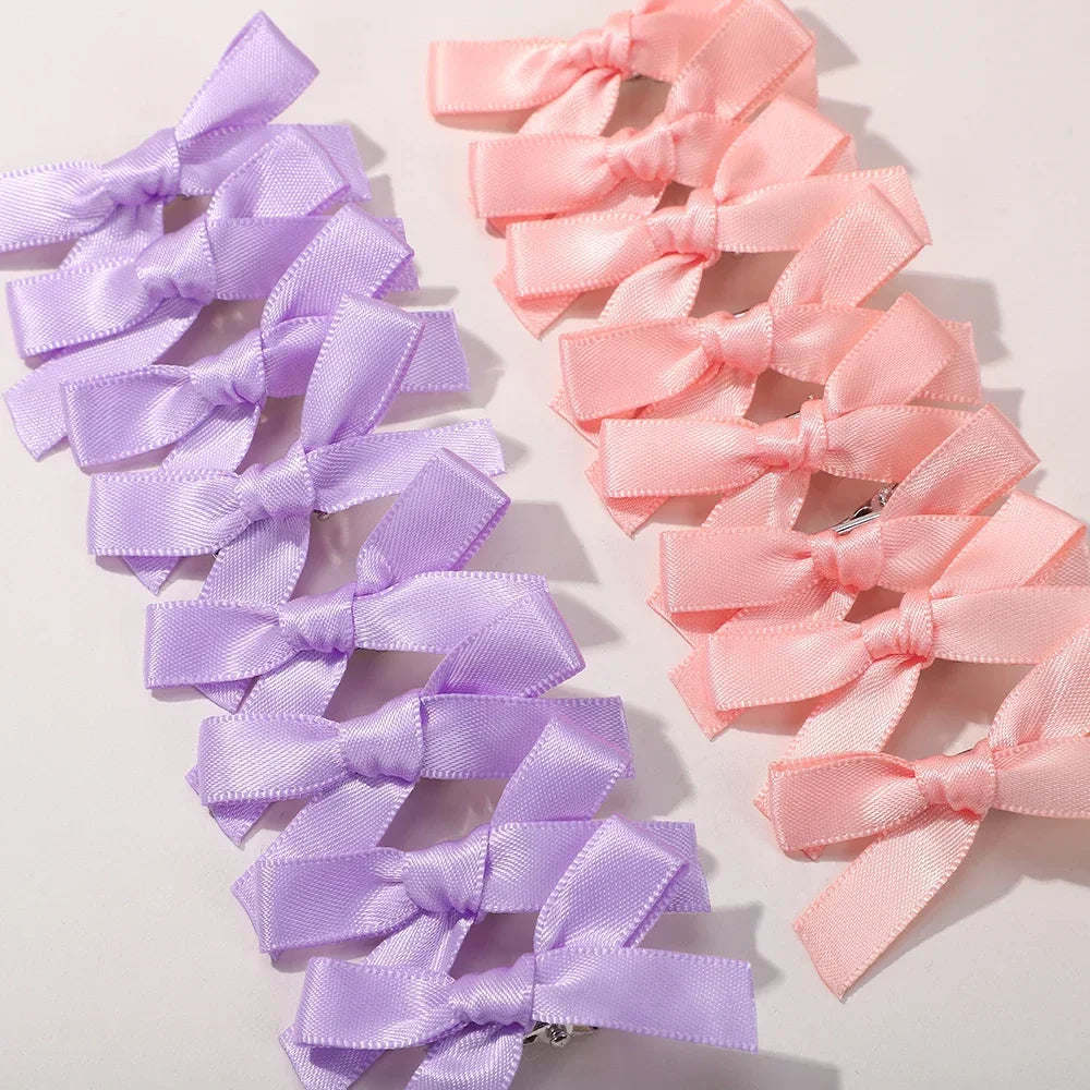 5/6/8/10Pcs Kinder Süße Einfarbig Mini Bowknot Mit Haar Clip Baby Mädchen Ballett Stil band Geflochtene Haar Zubehör Großhandel