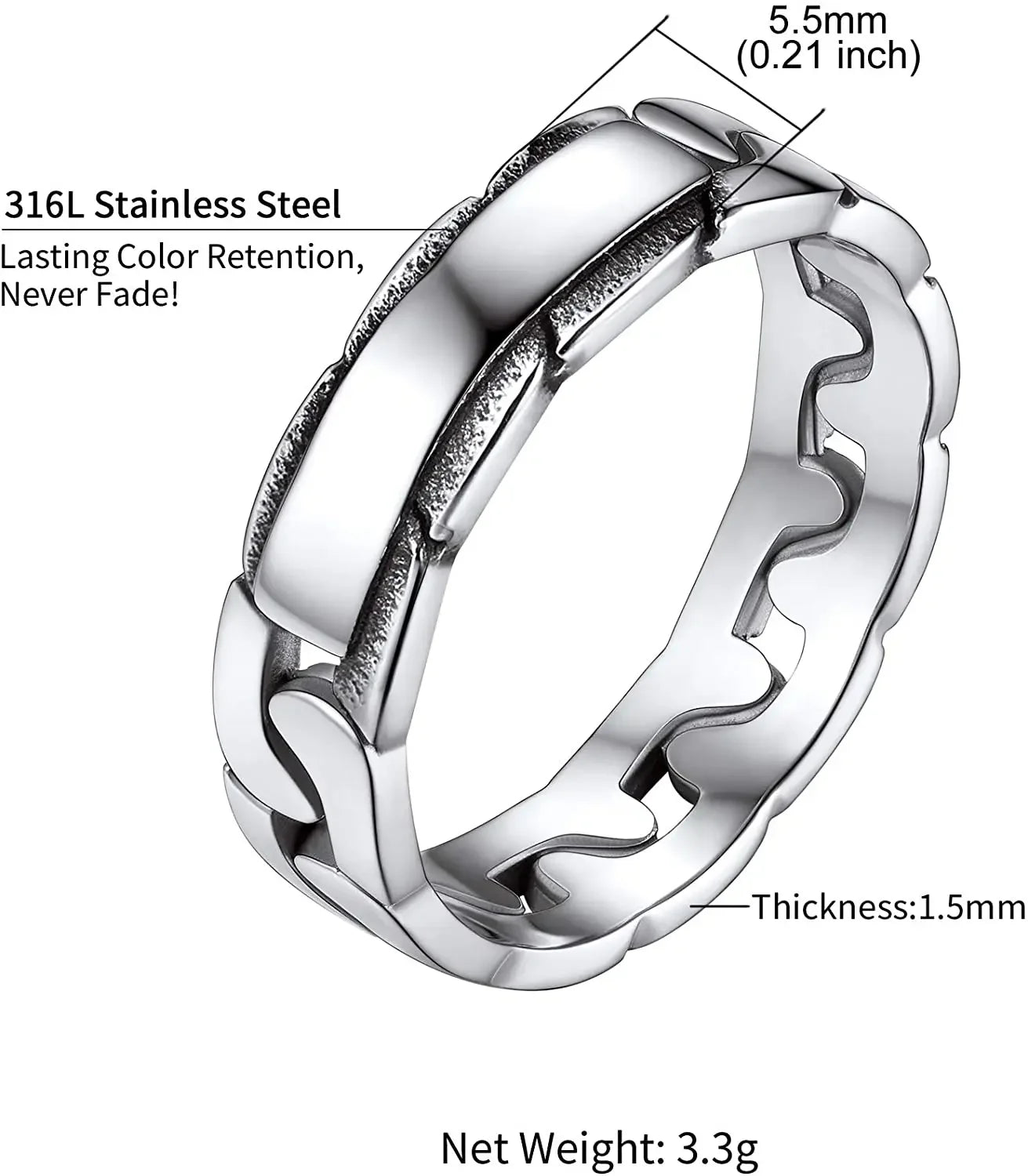 Kettens pro flach 5,5mm 11,5mm kubanischen Kettenblatt für Männer Frauen 316l Edelstahl Paar Schmuck benutzer definierte Ringe cp919