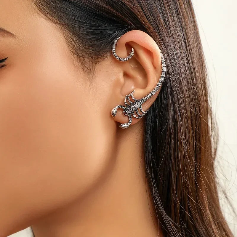Retro Punk Dark Avantgarde Tier Venom Skorpion Ohrclip für Frauen Halloween Personalisierte Herren Gothic Ohrringe Schmuck Geschenk