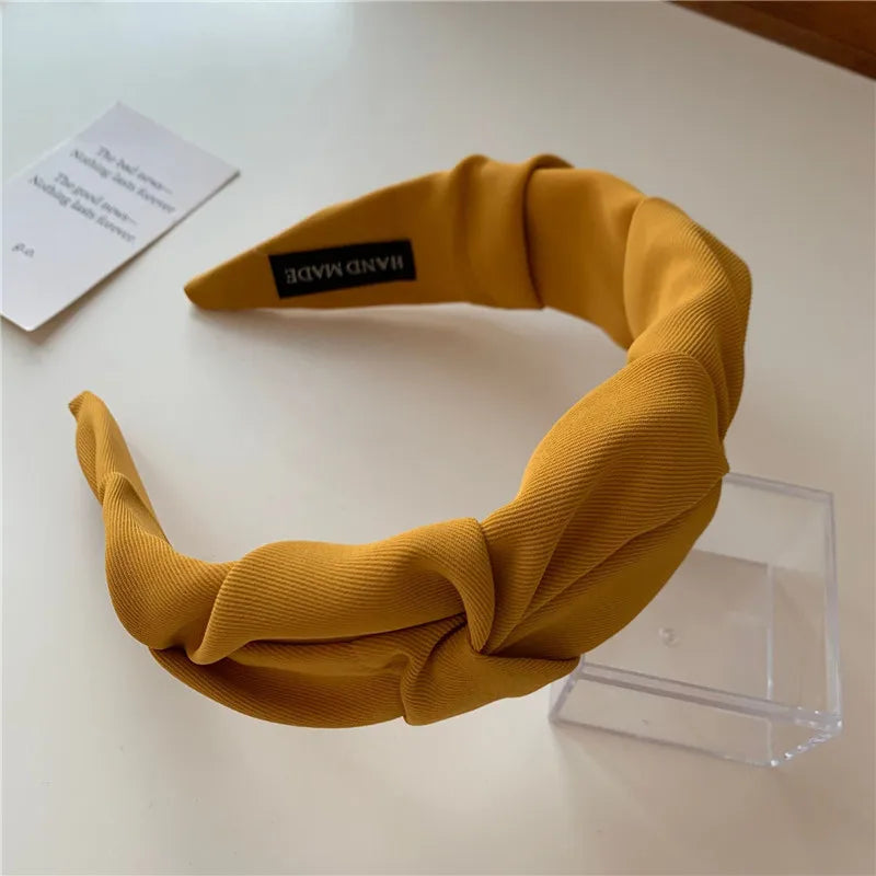 Koreanische Haarschmuck einfarbige Baumwolle zerkn ittert Frauen Kopf Reifen breite Lünette Make-up Haar bänder für Damen Kopf bedeckung neu