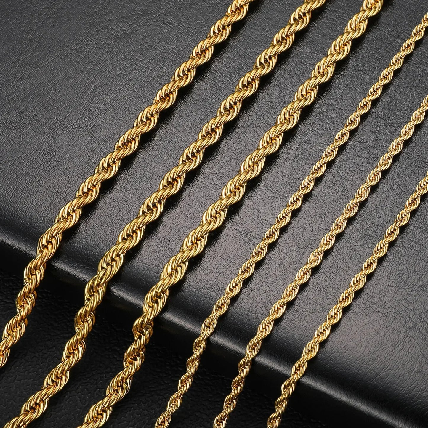 2-6MM Gold Farbe Twisted Seil Kette Halskette Edelstahl Nie Verblassen Wasserdicht Halsband Für Männer Frauen mode Schmuck