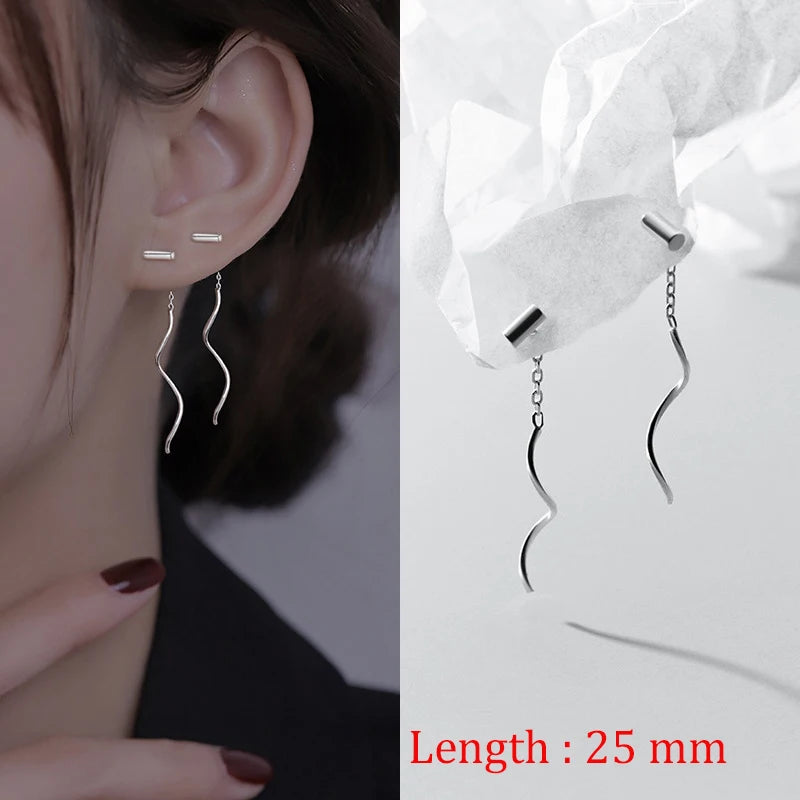 Einfache Stil Box Kette Quaste Drop Ohrringe Für Frauen Lange Baumeln Ohrring Piercing Linie Zubehör Dünne Mini Trendy Ohr Schmuck