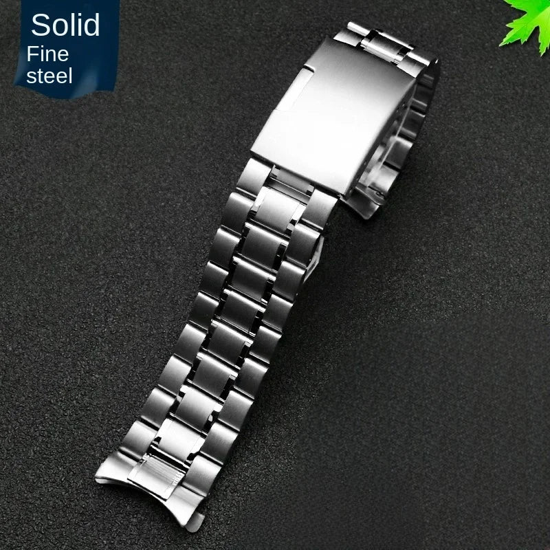 Gebogenes Ende Arc Metallarmband für Seiko Timex Citizen Casio Edelstahlarmband 20mm 22mm 24m Mattes Uhrenarmband Kettenarmband