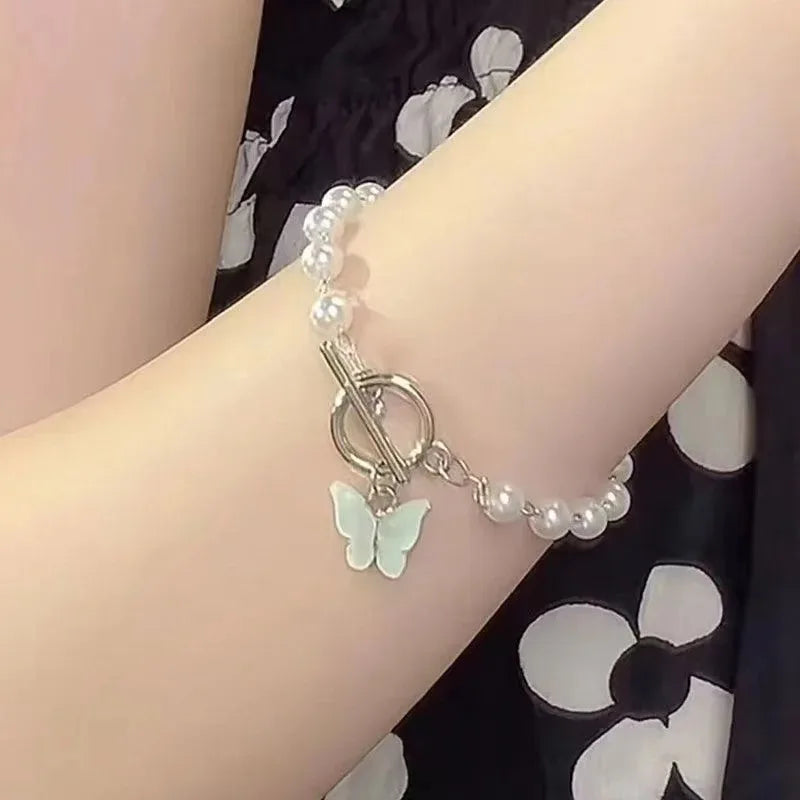 Mode Schmetterling Perle Anhänger Armband Damen Mädchen Trend Charm Armband Festliche Freundschaft Geburtstag Schmuck