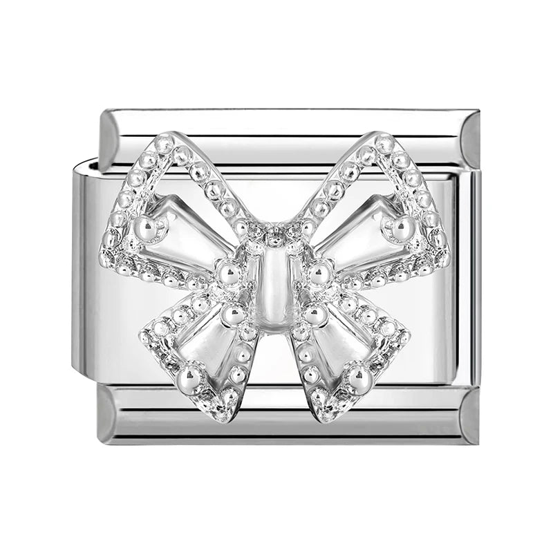 Y2K Schleife Knoten Herz Rose Blumen Schmetterling 3D schlichtes Design italienische Charm Links passen 9MM Edelstahl Armband Frauen DIY machen