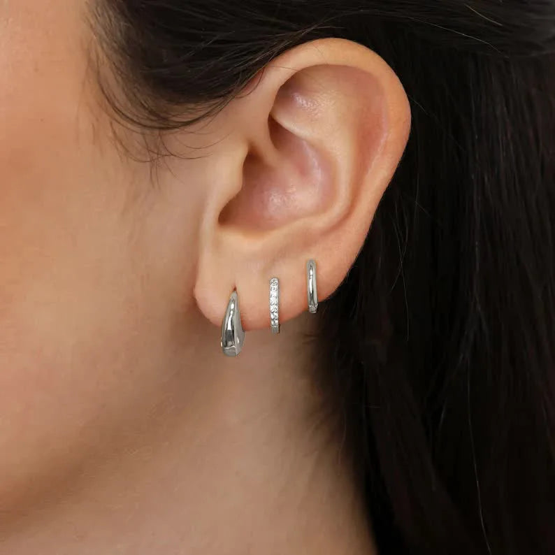 6 teile/satz Edelstahl Minimalistischen Creolen für Frauen Kristall Zirkonia Huggie Kreis Punk Ohrringe Piercing Schmuck Trendy