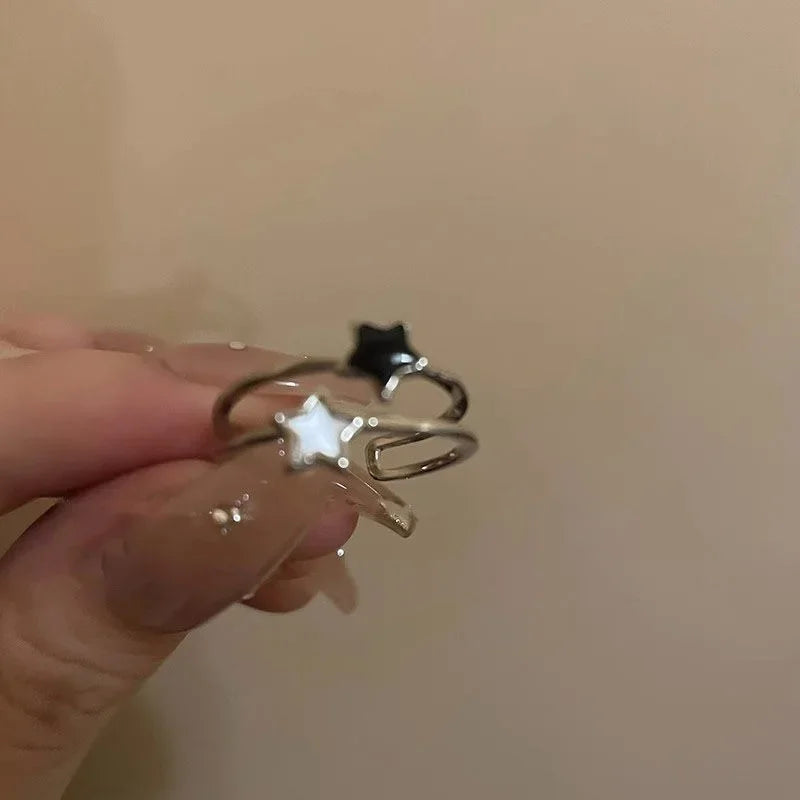 Mode Offenen Ring Stern Zirkon Kristall Ringe für Frauen Mädchen Doppel Schicht Ästhetischen Schmuck Kpop Neue Trend y2k Zubehör