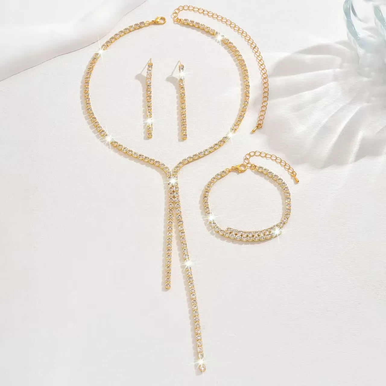 4-teiliges Damen-Set mit geometrischer Halskette, Ohrringen, Armband, Schmuckset, geeignet für Hochzeit, Party, Festival-Geschenke-8604