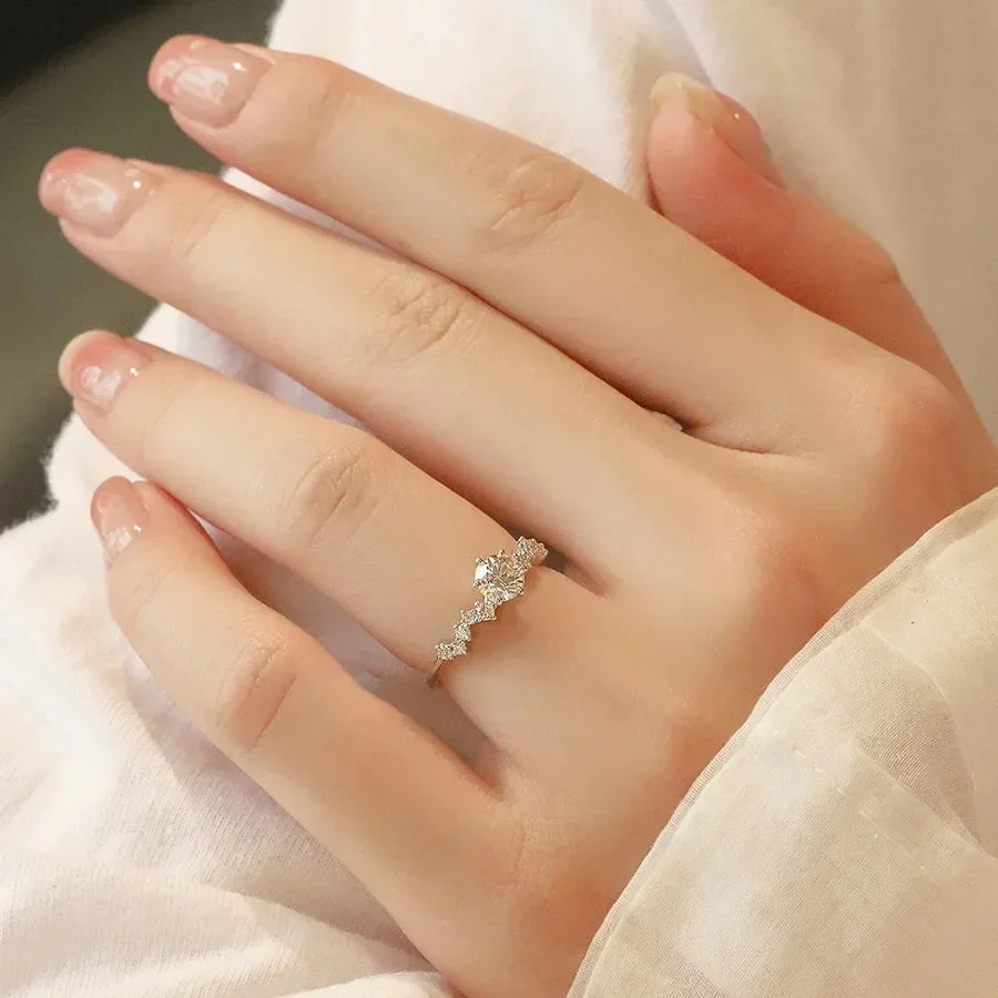Stern-Verlobungsringe für Frauen, Edelstahl-Ring, Zertifikat, Versprechen, Hochzeitsschmuck, Bague Acier, Inoxydables, Femme Itt