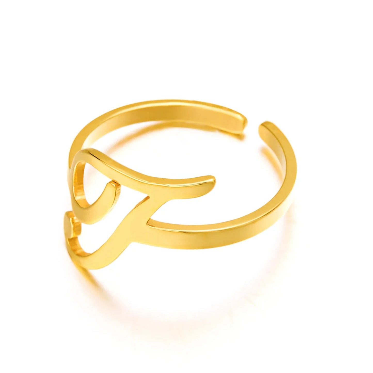 Ringe mit Anfangsbuchstaben für Damen, goldfarben, Edelstahl, A-Z, Buchstabe, verstellbarer Ring, ästhetisch, Hochzeit, Weihnachten, Schmuck, Geschenk