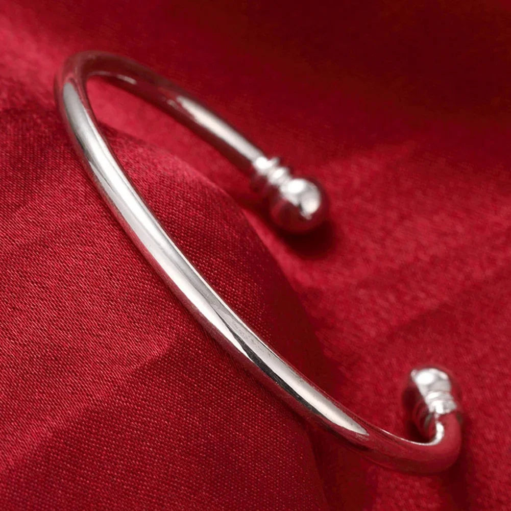 Trendige Armreifen aus 925er-Sterlingsilber, niedlich, offen, für Damen, Modeschmuck, Anpassungsgröße, Manschette, Hochzeit, Party