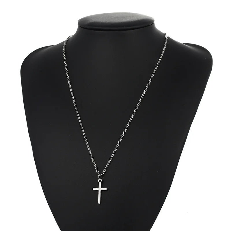 Mode Christian Jesus Kreuz Halsketten Silber Farbe Lange Kette Einfache Anhänger Für Frauen Männer Schmuck Geschenke Dropshipping
