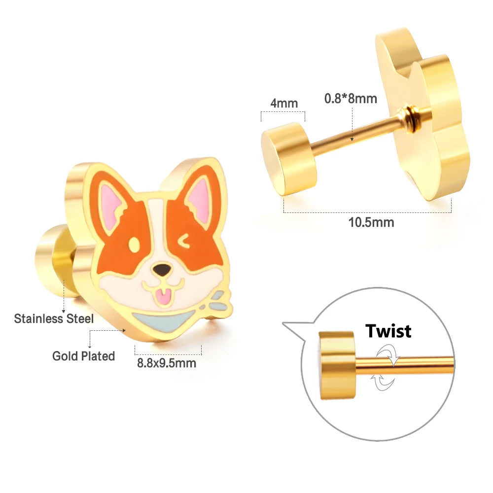 LUXUKISSKIDS Ohrstecker aus chirurgischem Stahl für Mädchen/Frauen, Erdbeere, Regenbogen, niedliches romantisches Piercing, winziger Schmuck mit hypoallergenkeit
