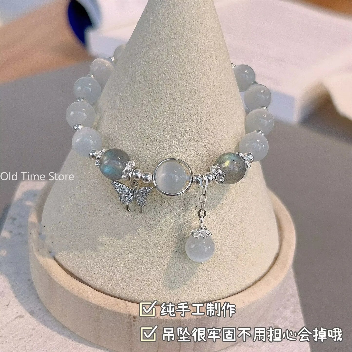 Einfache Anhänger Armband Ins Mondstein Kristall Perle Mond Anhänger Armband Für Frauen Imitation Opal Armband Schmuck Geschenke