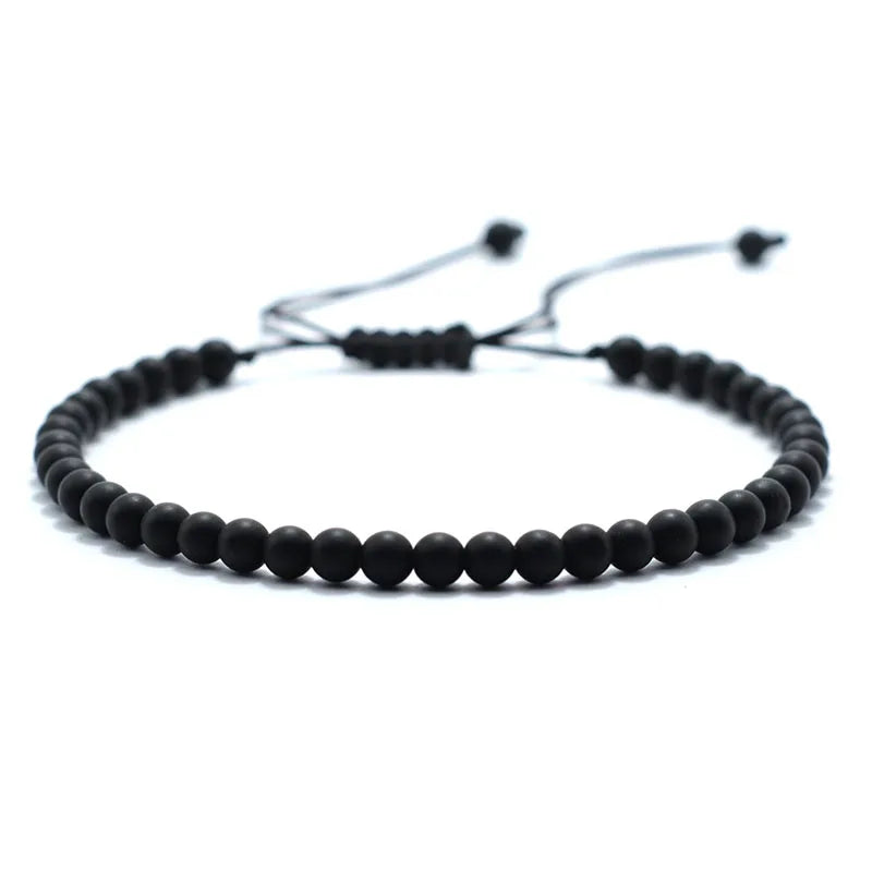 Mode 4mm Naturstein Armband Männer Frauen Handgemachte Geflochtene Einstellbare Armband Kleine Tiger Augen Howlith Achate Perlen Armband