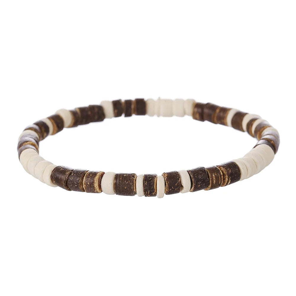 Einfache Retro Holz Perle Männer Armband Böhmischen Blauen Kokosnuss Armband Schmuck Mode Party Zubehör Geschenk