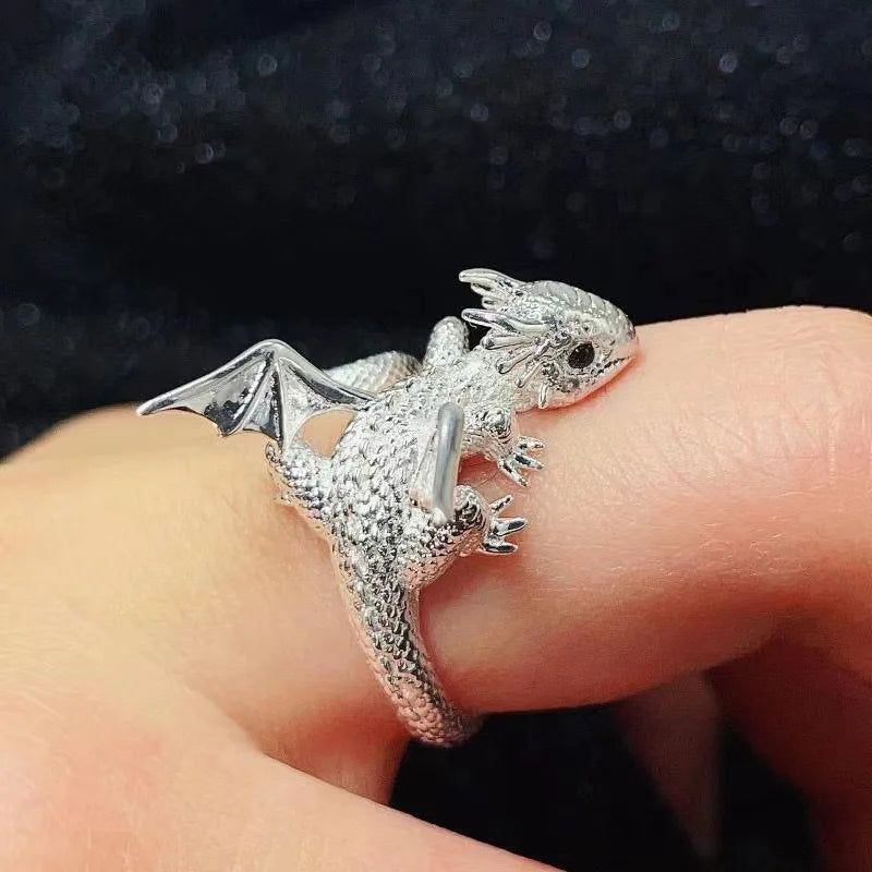 Drachenringe, Gothic-Punk-Stil, Flugsaurierflügel, Öffnung, verstellbare Ringe für Männer und Frauen, Vintage-Schmuck, Accessoires, Geschenke