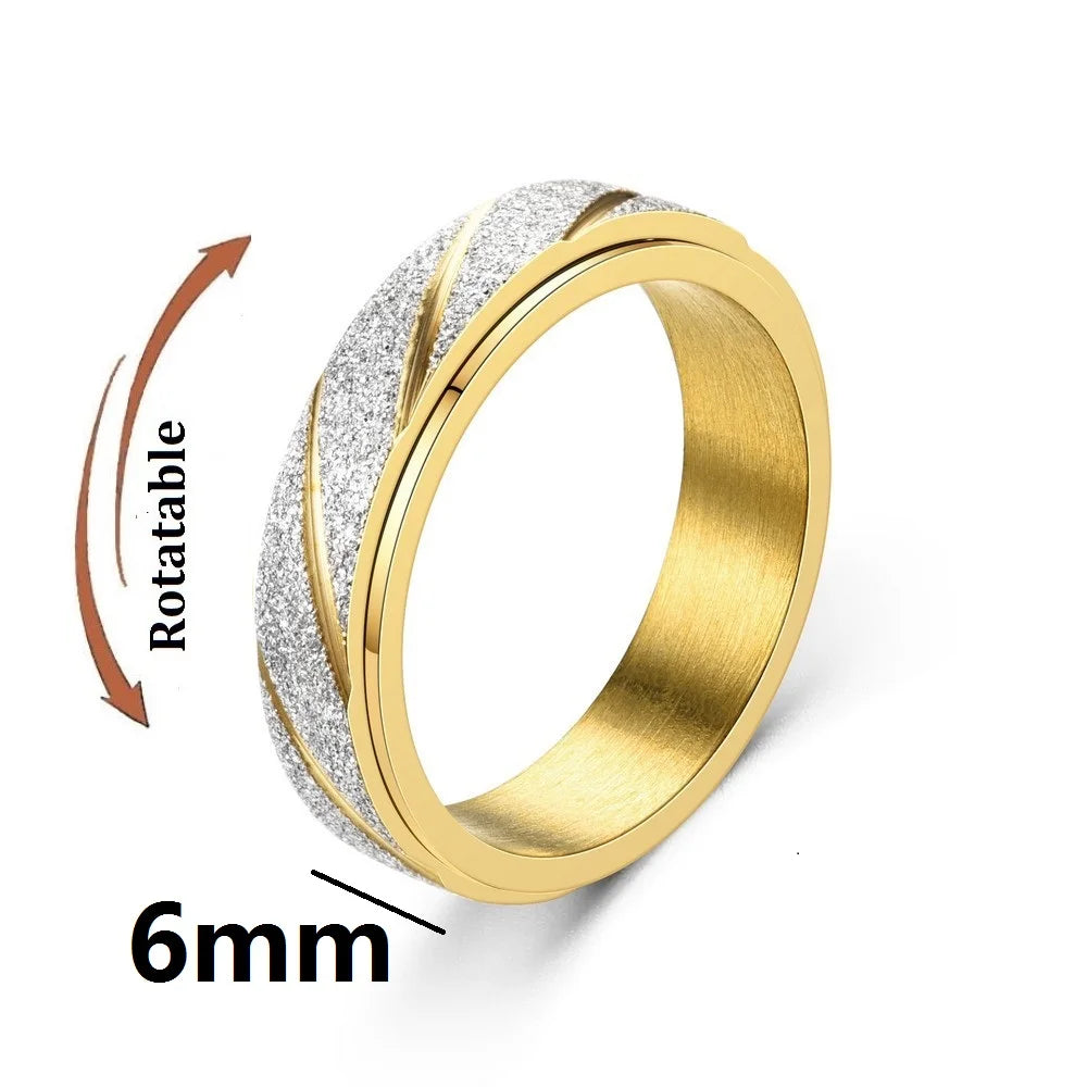 Kristall Angst Relief Spinning Ring Für Paare Edelstahl Frei Drehen Fidget Spinner Metall Ringe Anillo Antiestres