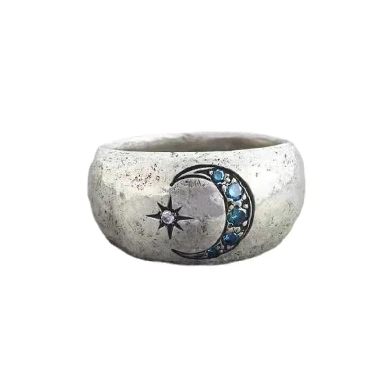 Mode Sonne Mond Ringe Für Frauen Vintage Intarsien Blauen Steine, Verlobung, Hochzeit Ring Schmuck Geschenk Kreative Party Hochzeit