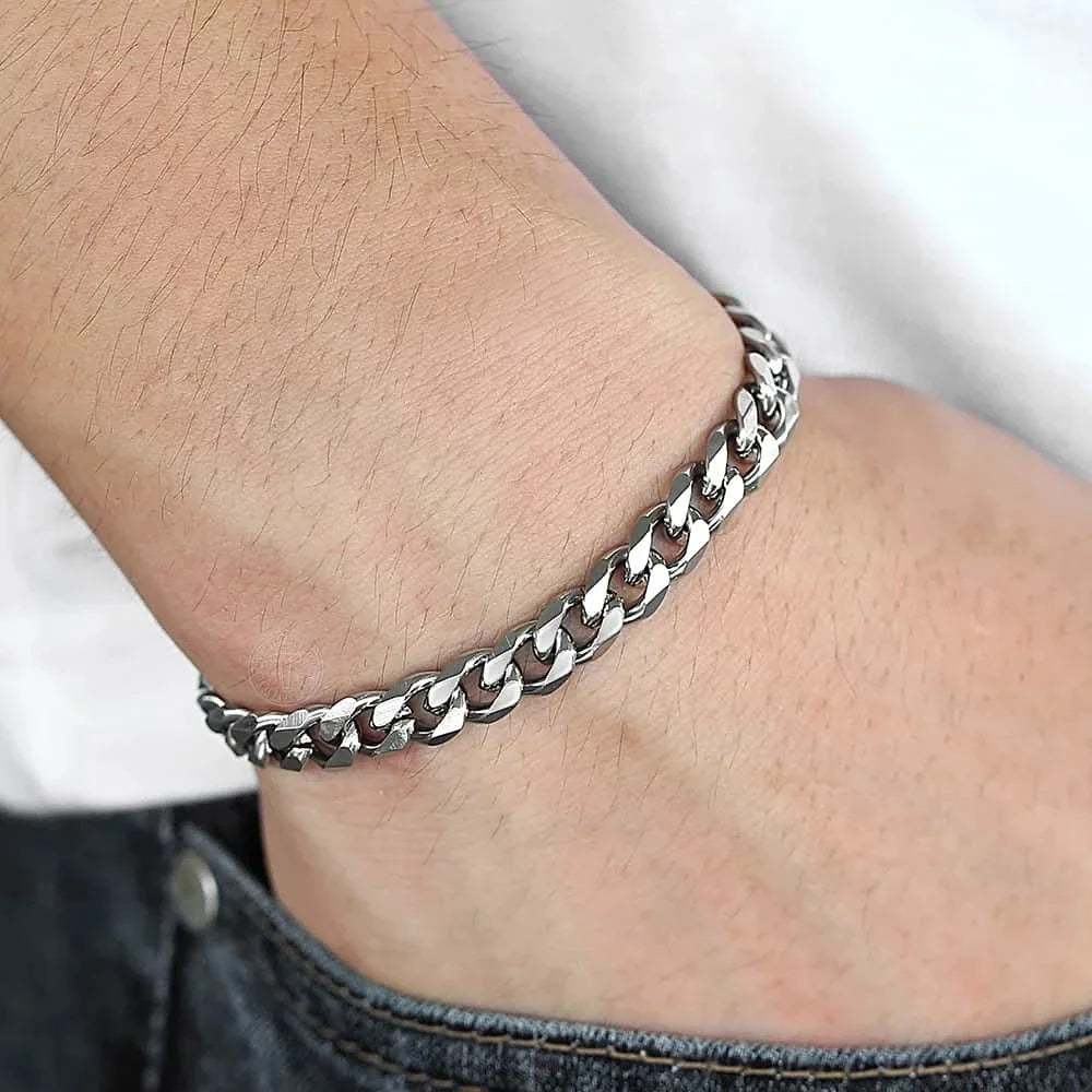 Neue Trendy Kubanische Kette Männer Armband Klassische Edelstahl 3/5/7/9mm Breite kette Armband Für Männer Frauen Schmuck Geschenk