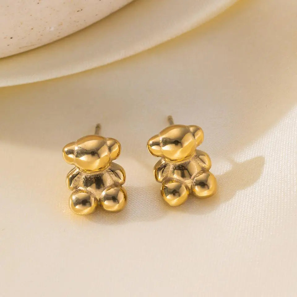 3PCS Anime Style 3D Cute Bear Ohrringe Halskette Set für Frauen Hochwertiger Edelstahl Nicht verblassend INS Paare Geschenk Schmuck