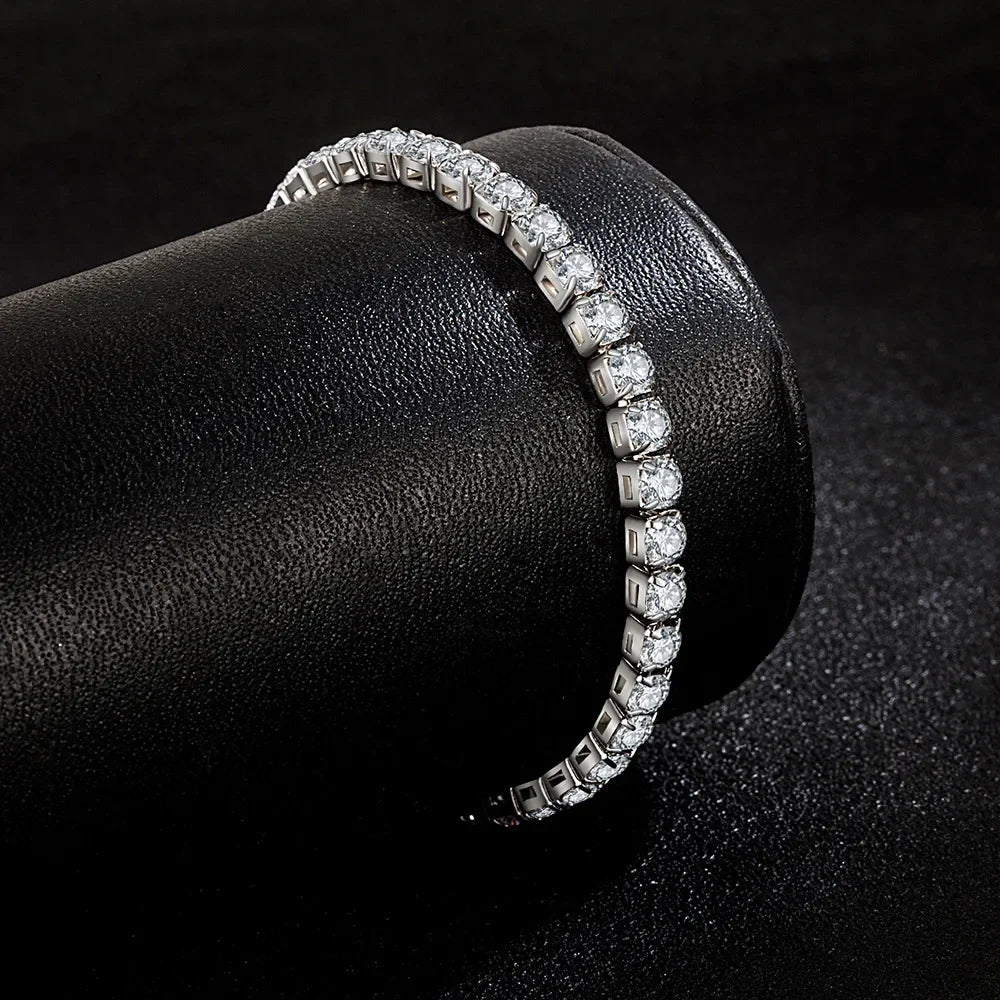 S925 Sterling Silber Armband Zirkonia Tennis Ball Frauen Mode Einfache Verlobung Hochzeit Charme Schmuck 4mm 16-23 cm