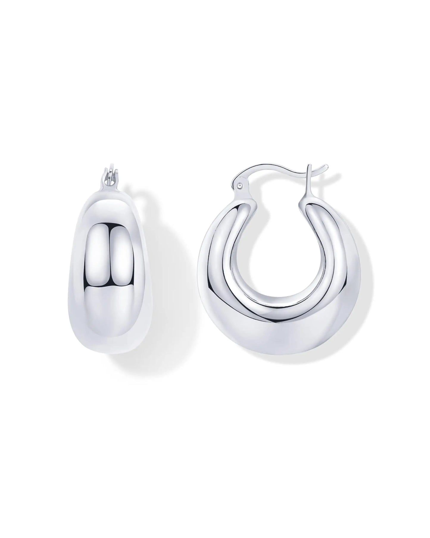 Shevalue Damen-Ohrringe, klassisch, 14 Karat vergoldet, Sterlingsilber, Pfosten, klobige Creolen, dicke, leichte, trendige, klobige Creolen