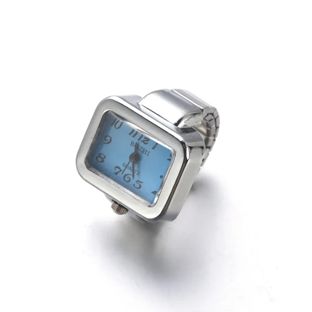 Mini Vintage Punk Finger Uhr Ringe Gummiband Legierung Uhren Paar Ringe Schmuck Uhr Retro Römischen Quarz Frauen Männer Uhr