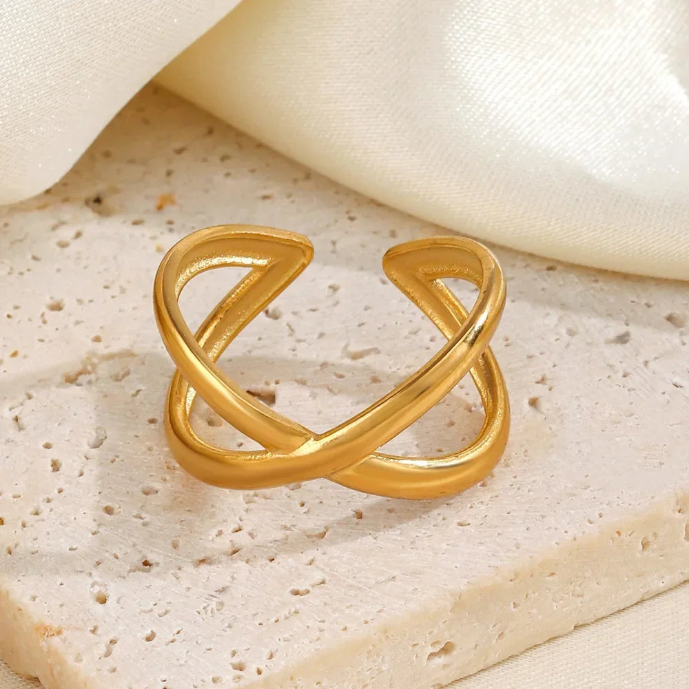LATS Edelstahl-Ringe in Goldfarbe für Damen und Herren, 2024, farbecht, beliebt, Party, personalisierbar, übertriebener Charms, Schmuck, Geschenke