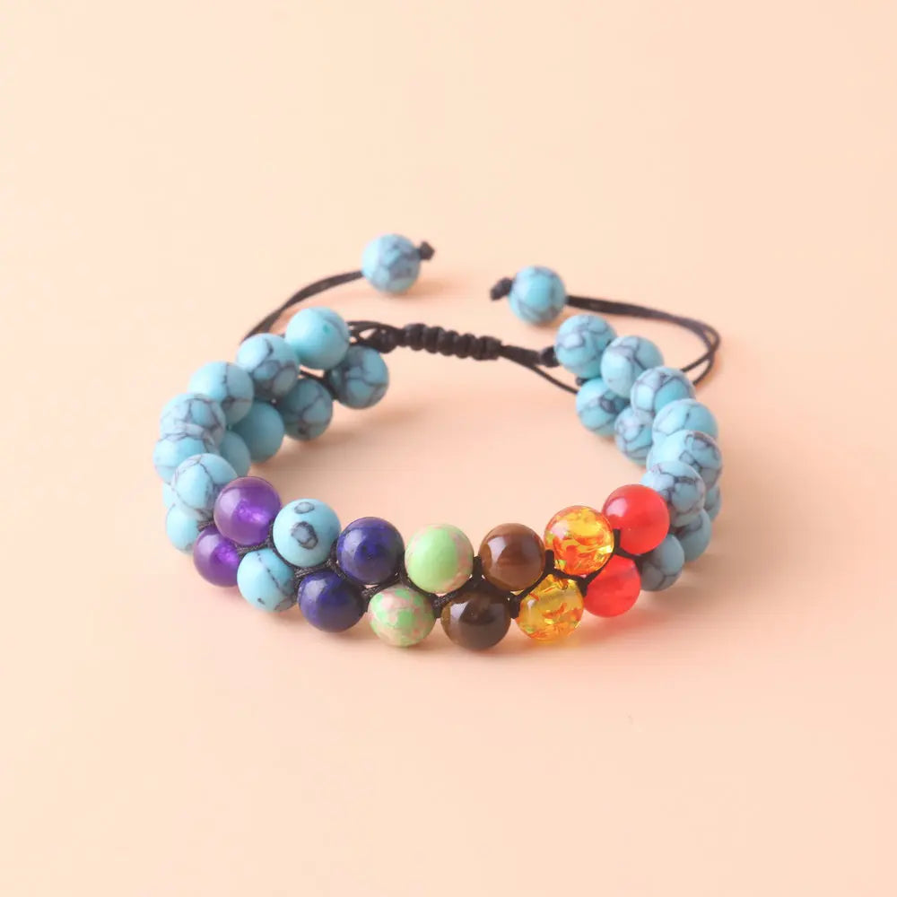 Top Plaza 7-Chakra-Behandlung Kristall-Armband Yoga Stein verstellbare Perlen Armband Meditation Entspannung Angst Damen-Armband