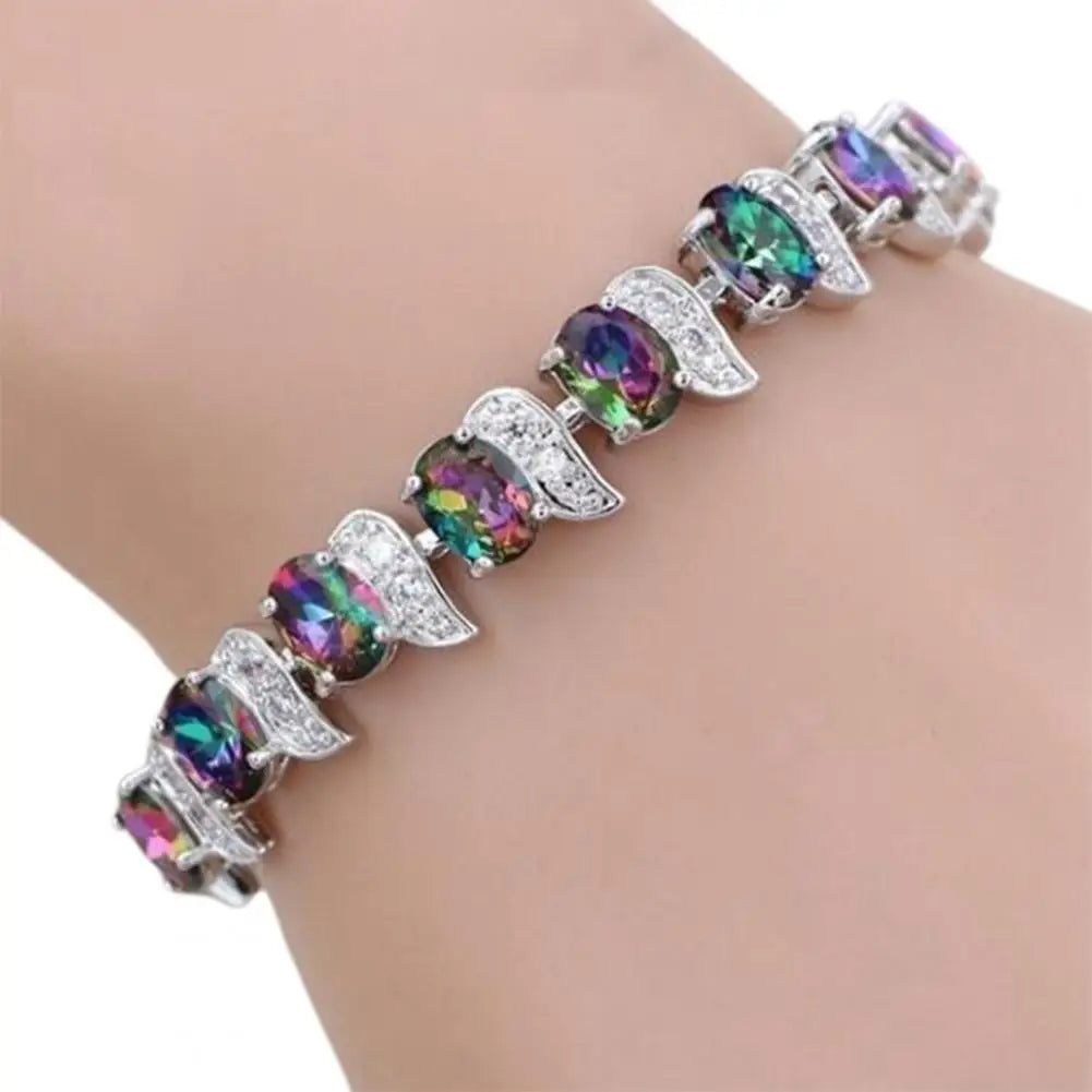 Damen-Armband, Blatt-Charm, elegant, klassisch, verstellbar, blauer Strassstein, eingebettetes Damen-Armband, Modeschmuck
