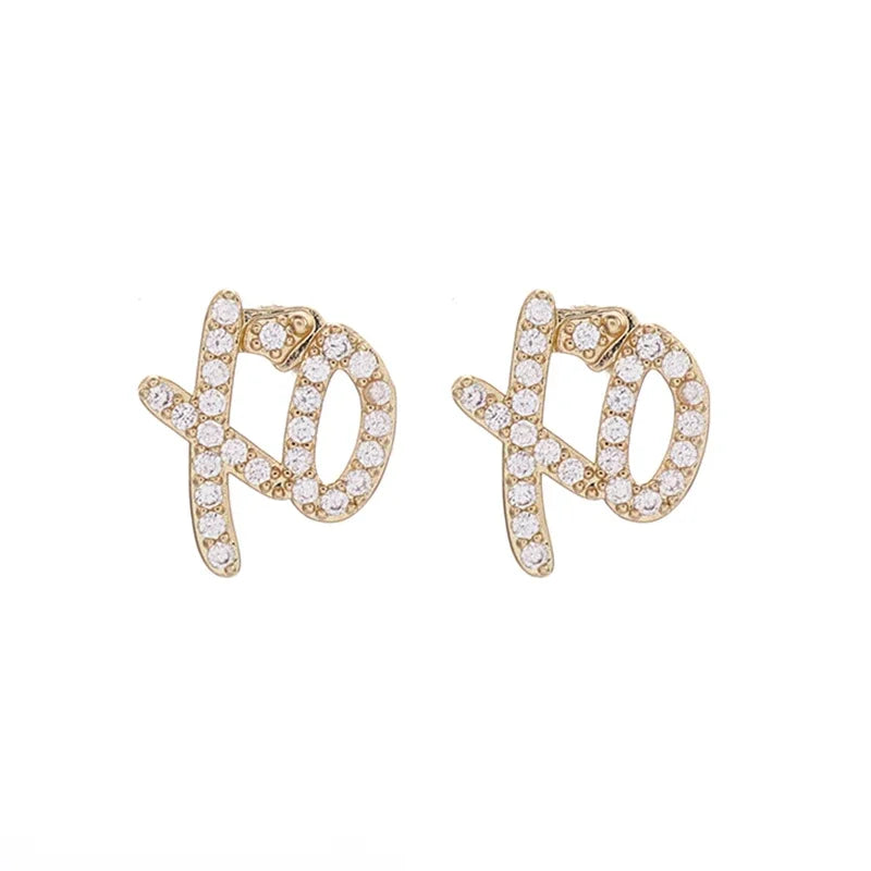 Hochwertiges Hip Hop Zirkonia Xo Buchstaben Anhänger Ohrringe Halskette Set für Männer und Frauen Modetrend Schmuck