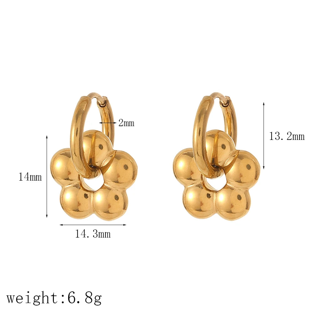 Bunte kleine Blume Edelstahl Charms Ohrring 18K vergoldet Kreis Ohr Schnalle Creolen Schmuck für Frauen