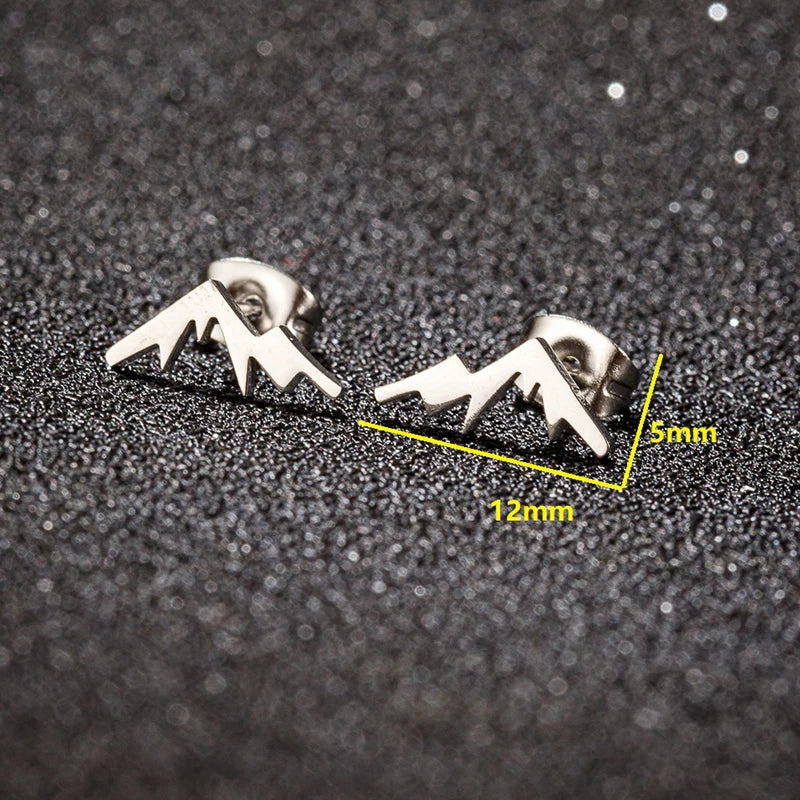 Lässige Mode Edelstahl Mountain Peak Ohrstecker für Frauen Mädchen Klassische Geographie Ohr Piercing Schmuck Wanderer Geschenke
