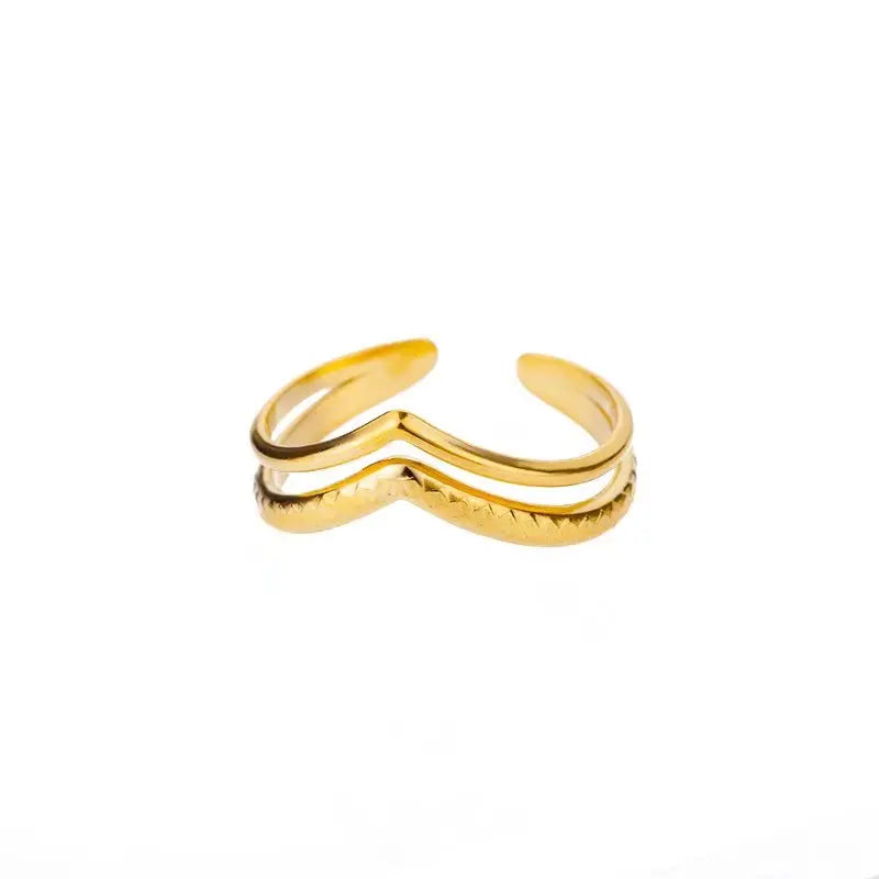 Minimalistische Textur Edelstahl Geometrische Ringe für Frauen Gold Farbe Öffnung Paar Ring Ästhetische Hochzeit Weihnachten Schmuck
