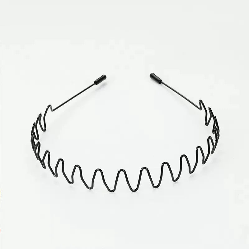Unisex Schwarz Elastisch Rutschfest Einfache Metall Stirnbänder Für Männer Frauen Welliges Haarband Frühling Haar Hoop Mode Haar Zubehör