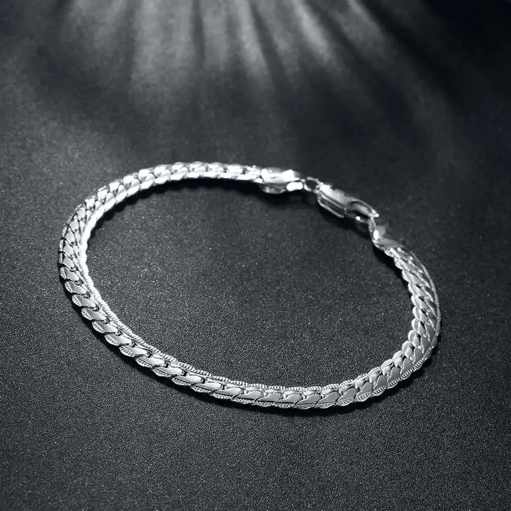 Trend ige 5mm seitliche Kette Sterling Silber Armbänder für Mann Frauen Luxus edlen Schmuck Hochzeits feier Weihnachts geschenke Unisex