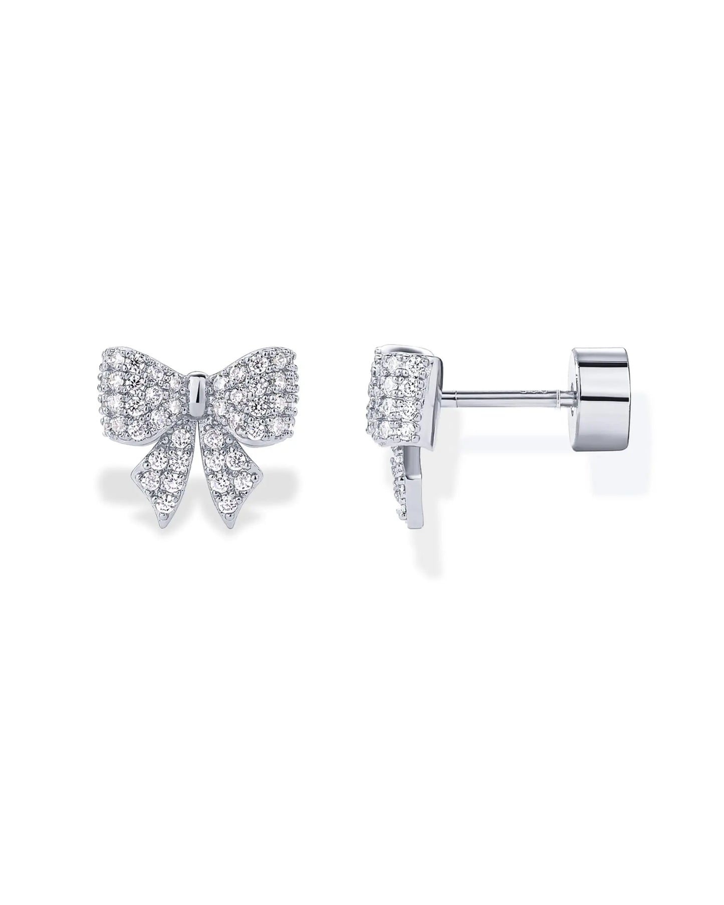 Shevalues 14K vergoldetes Sterlingsilber für Damen, luxuriöse Strass-Bogen-Ohrstecker, modischer Ohrring-Piercing-Schmuck als Geschenk