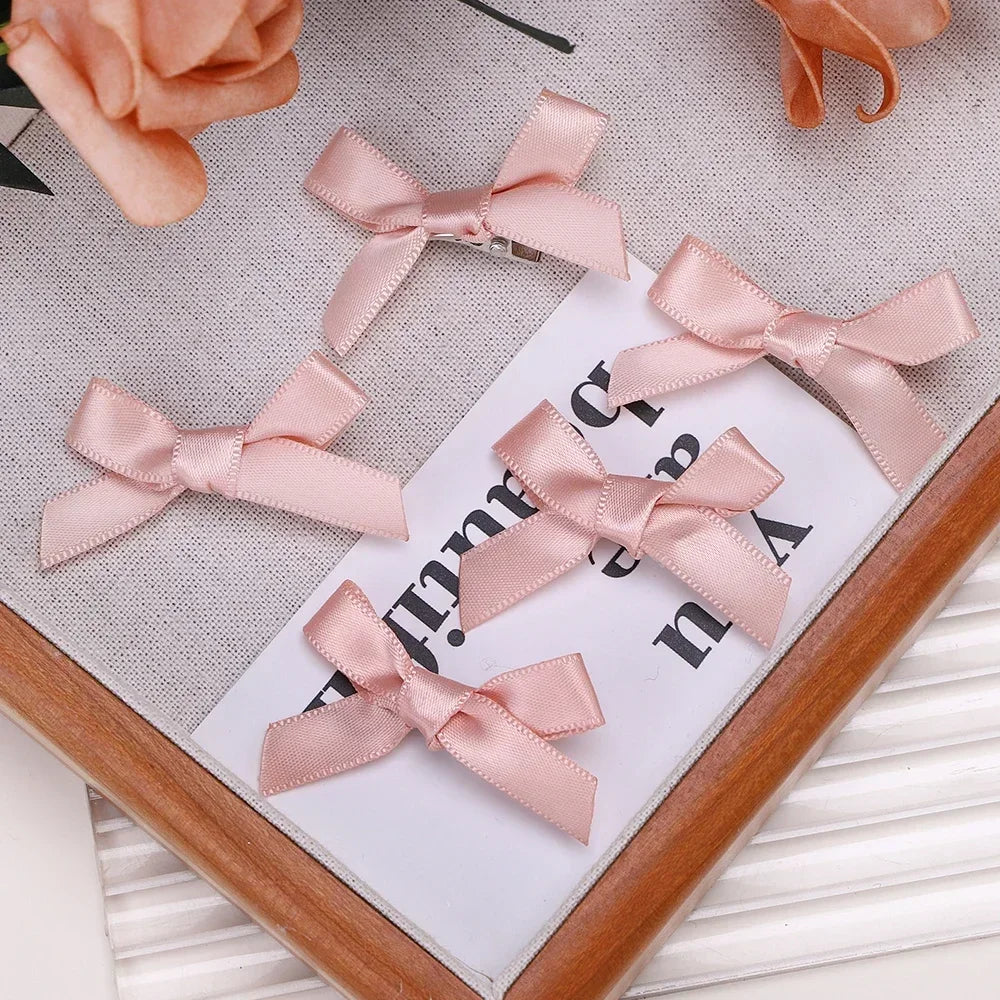 5-24Pcs Y2k Mädchen Bögen Mini Haar Clips Metall Haarnadel Kopfbedeckung Haarspange Handgemachte Band Bogen Pony Clip Mode haar Zubehör