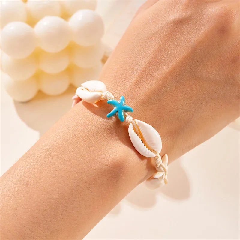 Böhmen Seestern Shell Schmuck-Set Für Frauen Sand Strand Hand Woven Halskette Armband Weibliche Party Bankett Schmuck Zubehör