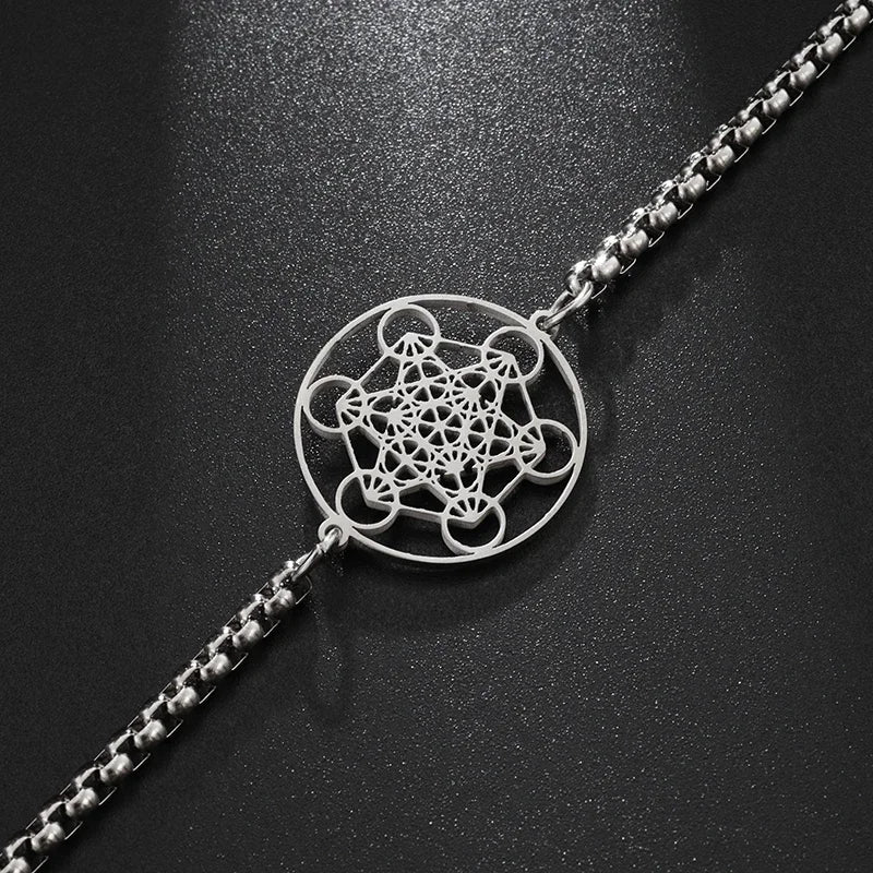 Metatron Würfel Armband Damen Edelstahl Erzengel Tag Armband Herrenmode Heilige Geometrie Amulett Schmuck Geschenk