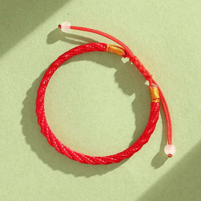 Rote buddhistische handgefertigte Zopfschnur-Armbänder, tibetisches gewebtes Seil-Armband, viel Glück, Amulett-Armband für Frauen und Mädchen, 2025,
