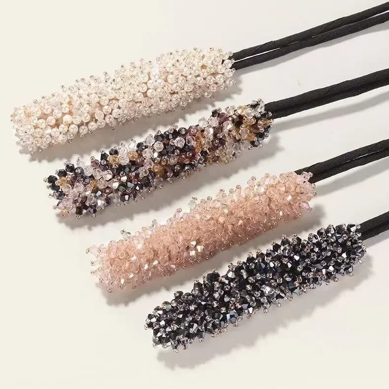 Koreanische Mode Kristall Perle Hochsteckfrisur Haar Clips Elegante Geflecht Haarspangen Kopfbedeckung Mädchen Frauen Haar Zubehör
