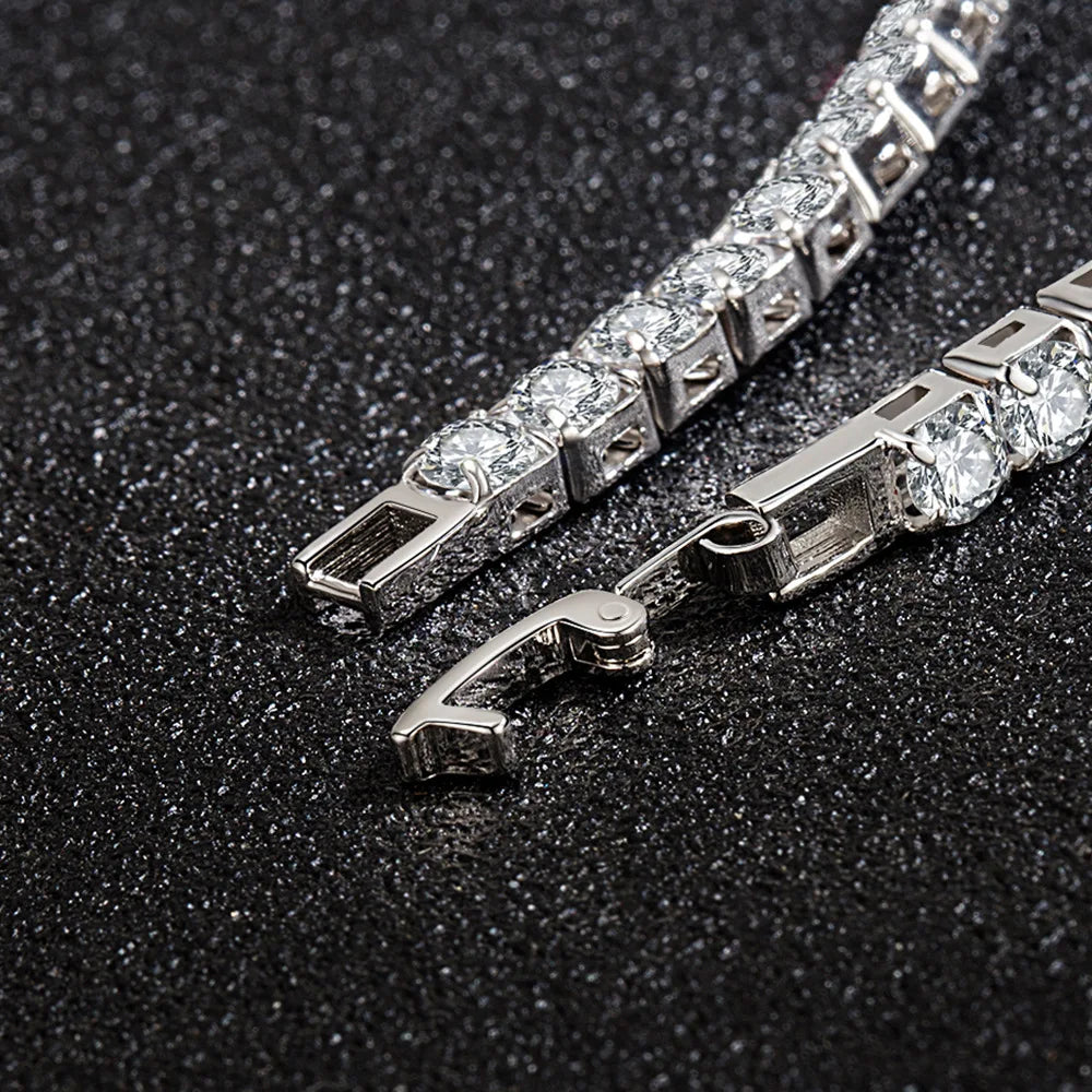 925 Sterling Silber Armband Zirkon Kette Armband Für Frauen Mode Einfache Verlobung Hochzeit Glamour Schmuck 4 MM 17,5 CM