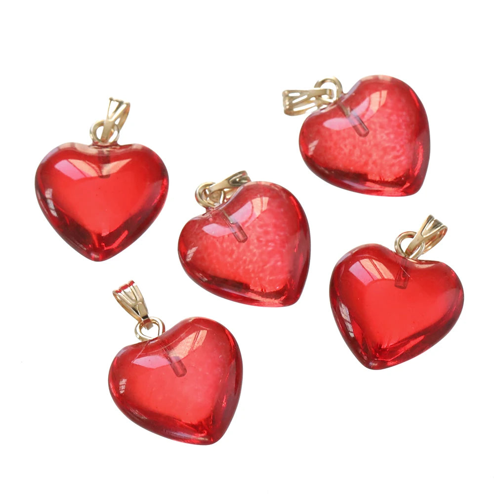 10 Teile/los Tschechische Lampwork Kristall Glas Herz Perlen Charms anhänger DIY Handgemachten Schmuck Machen Halsketten Ohrringe Zubehör