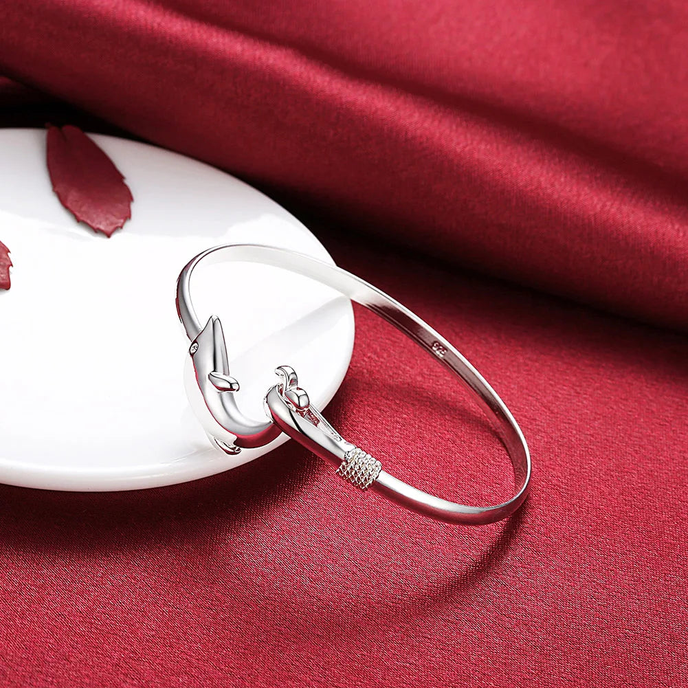 Feiner süßer Delfin-Armreif aus 925er-Sterlingsilber für Damen, verstellbar, Modedesigner-Schmuck, Hochzeit, Party, Geschenke