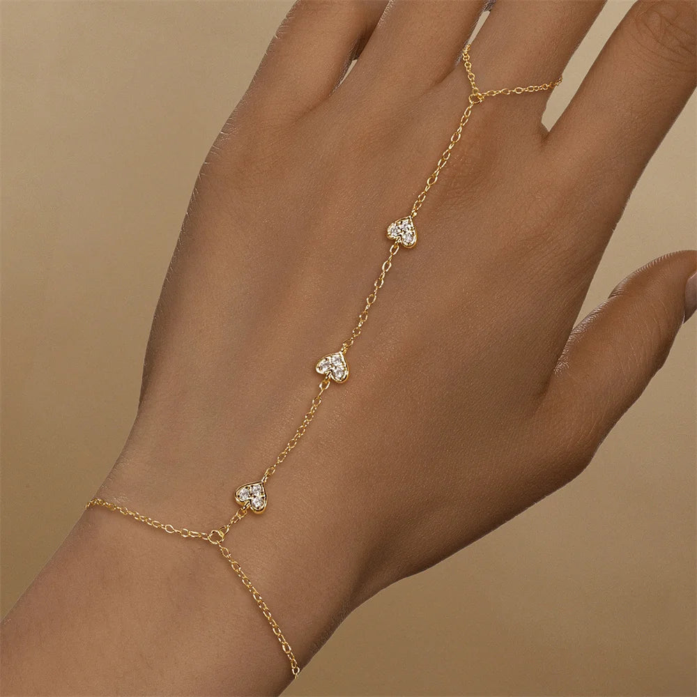 ROXI 925 Sterling Silber Herz/Stern Zirkon Armband mit Finger Design für Frauen Hand Kette Zubehör Party Schmuck Geschenk