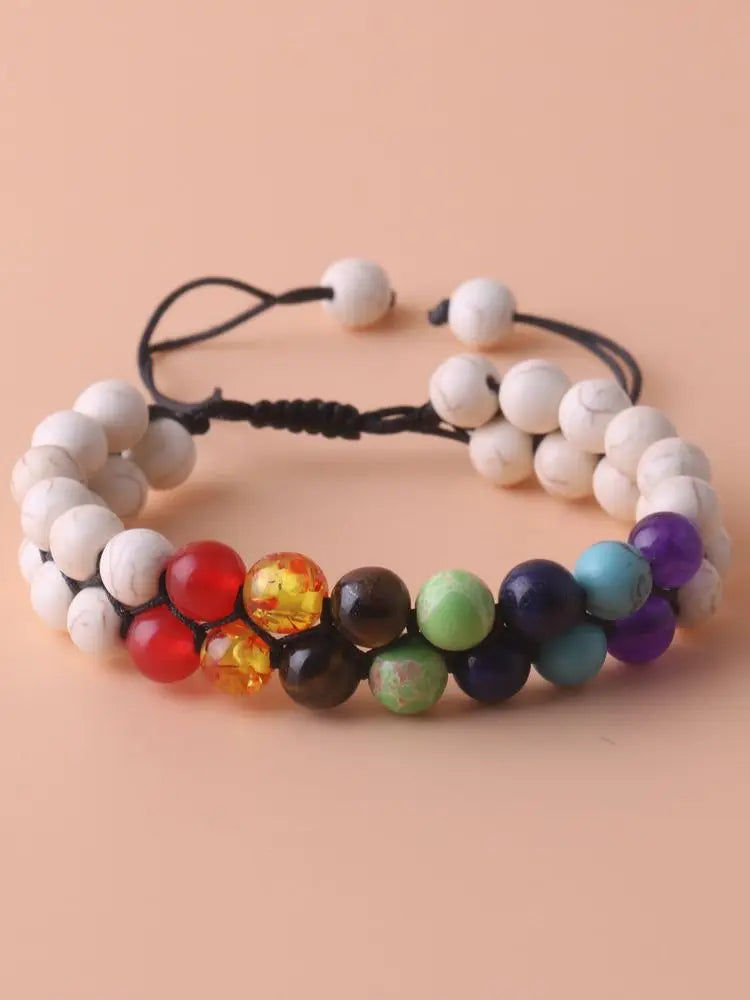 Top Plaza 7-Chakra-Behandlung Kristall-Armband Yoga Stein verstellbare Perlen Armband Meditation Entspannung Angst Damen-Armband