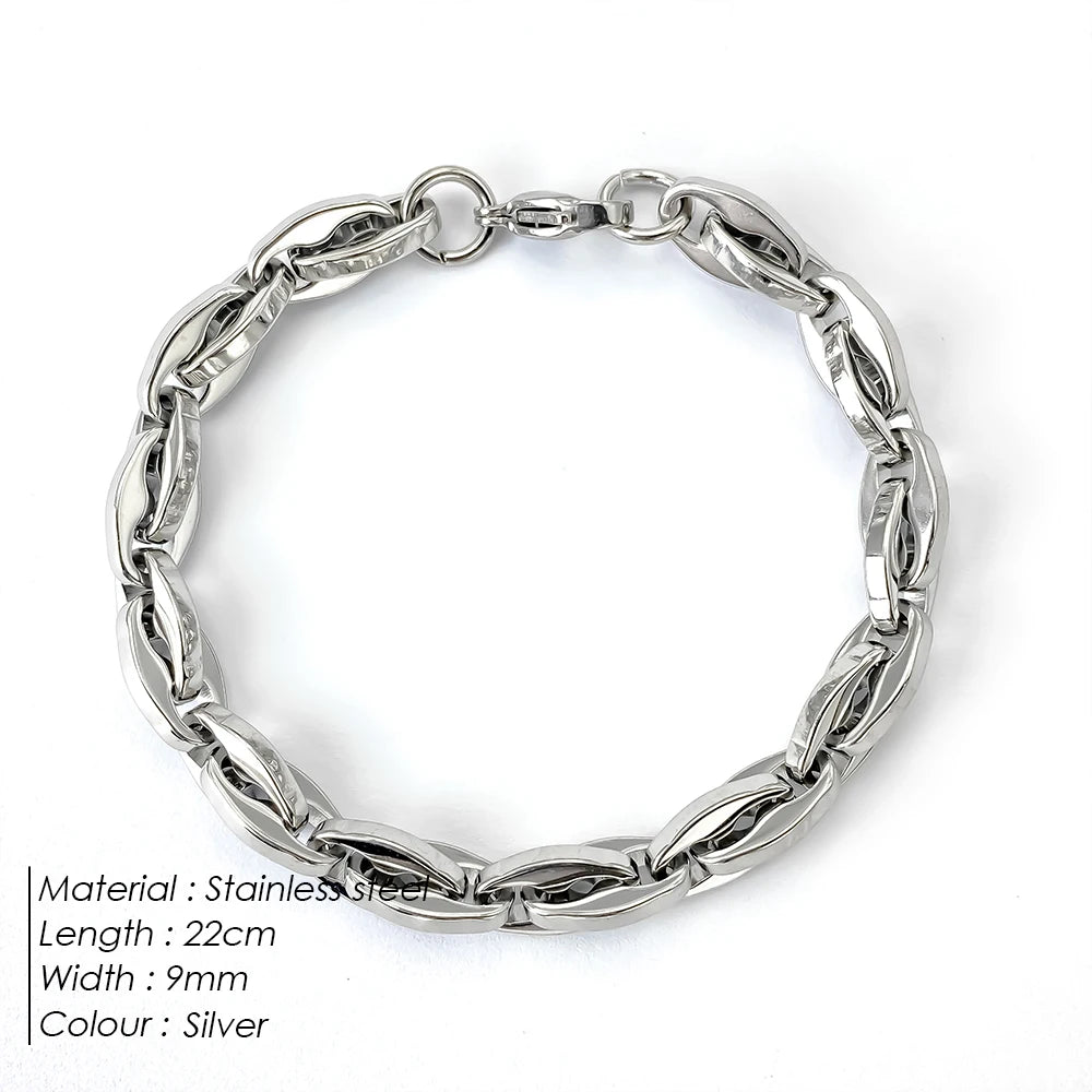 ELANDIS Herren Retro Lippenkette Armband Wasserdicht Edelstahl Gliederarmband Rock Punk Schmuck Geschenke