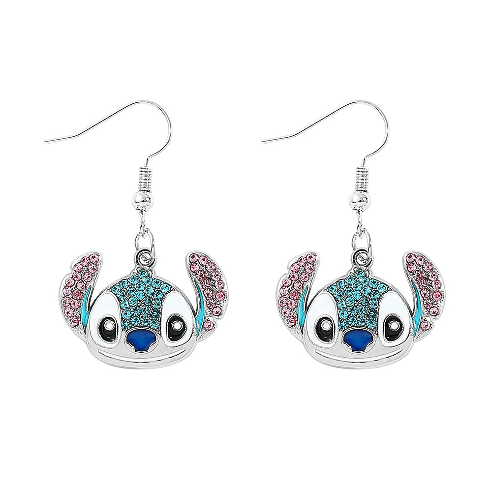 Disney-niedliche Cartoon-Stich-Ohrstecker mit Blumen-Ohrsteckern für Frauen und Teenager-Mädchen, schöne Ohr-Accessoires, Schmuckgeschenke für Fans